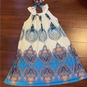 Blue and White Paisley Dress Women’s SMALL NWOT